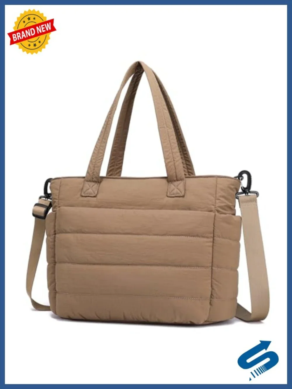 Puffer Tote Bag for Women Quilted Lightweight Laptop Handbag